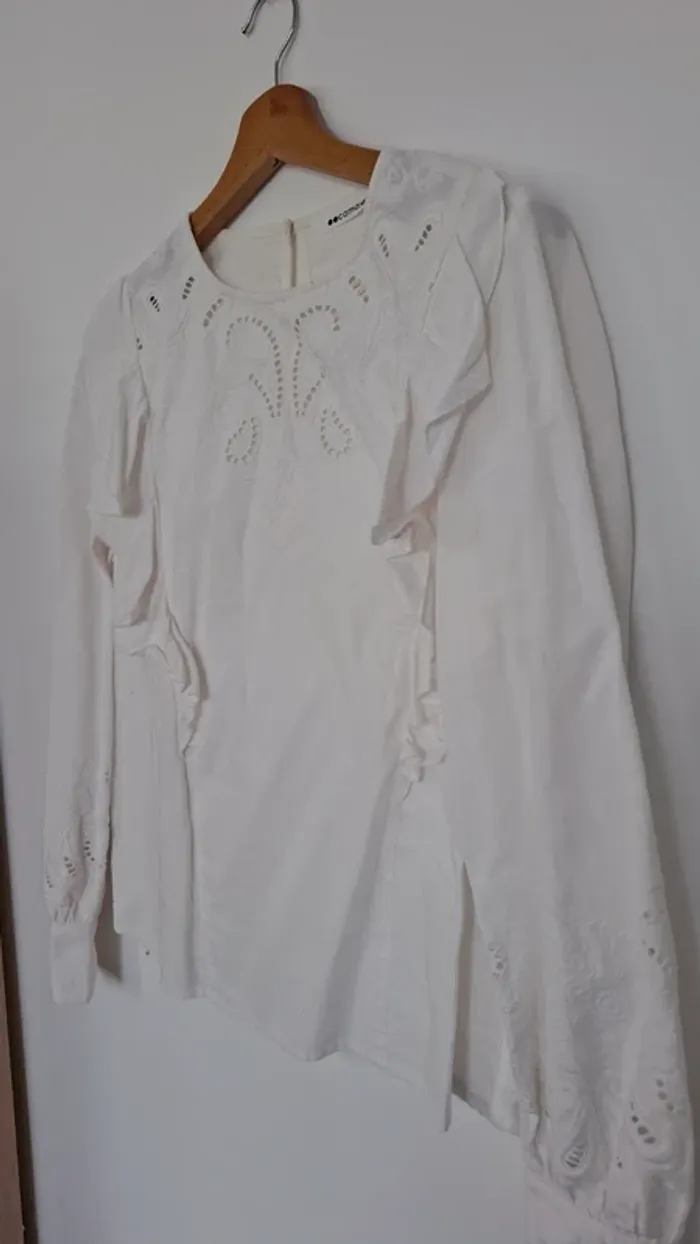 Blouse boheme ultra tendance en broderie blanche crème – Camaïeu (Taille L, neuve) 🤍 - photo numéro 3