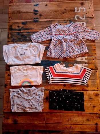 Lot de 6 tee shirts a manches longues pour bebe fille.