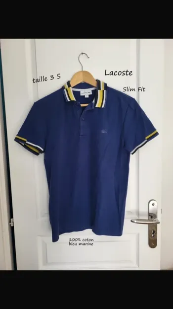 Polo manche courte lacoste taille 3 S coupe slim fit 100% coton