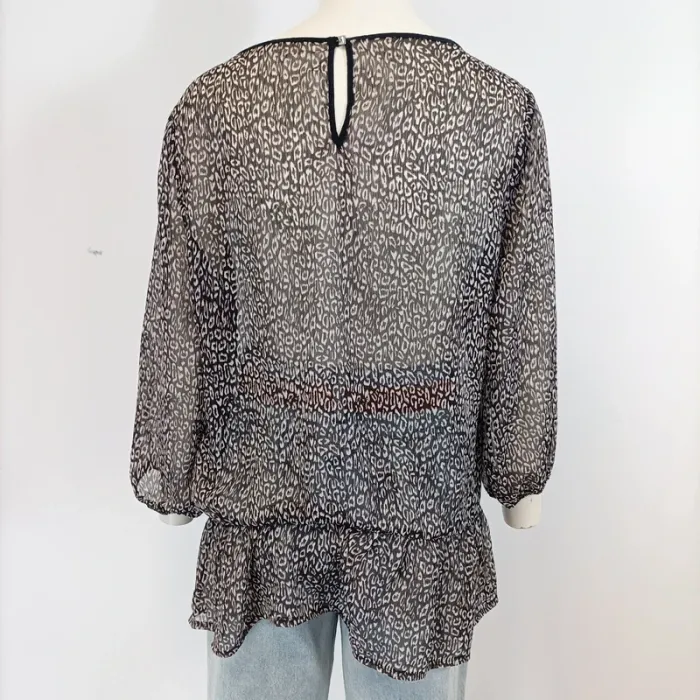 Blouse manches longues Leopard transparente - Jacqueline Riu T46 Ouverte goutte au dos A1534 - photo numéro 4