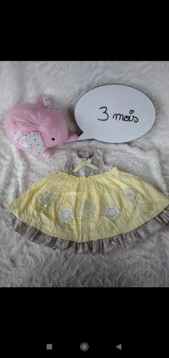 Robe été Fille 3 mois Fleurs et nœuds 100% coton