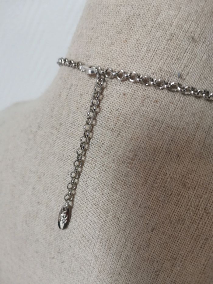 Collier fantaisie en strass argenté vintage - photo numéro 6