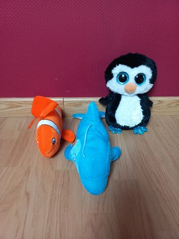 Lot de 3 peluches animaux de la mer