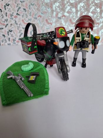 Playmobil figurine Explorateur Moto dinosaure