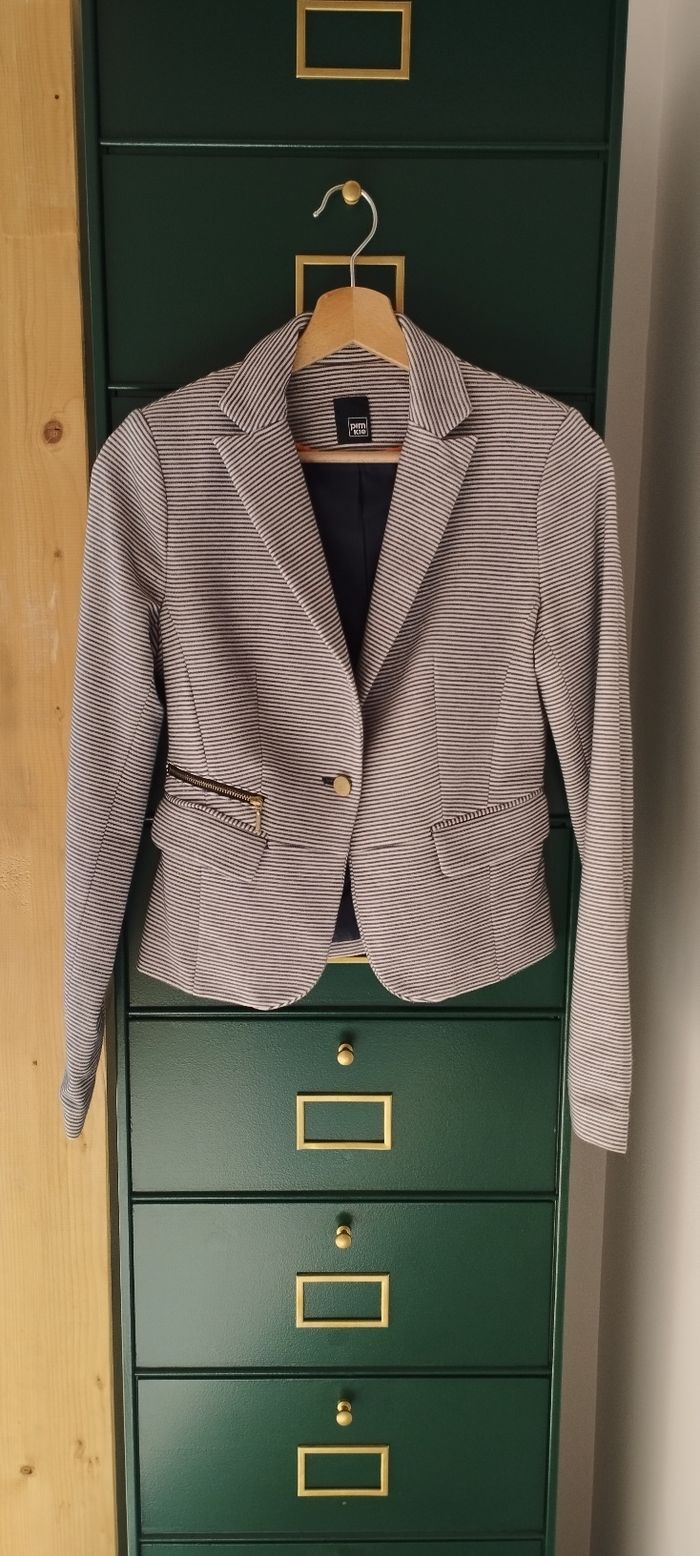Veste blazer rayé bleu et blanc Pimkie taille 34