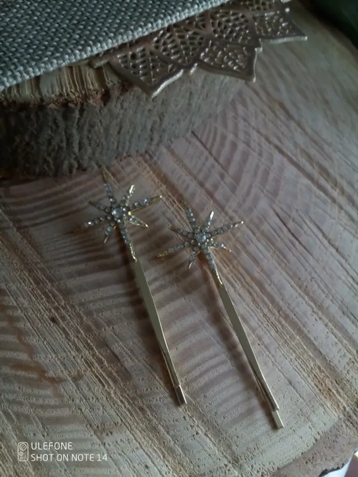 2 barrettes étoiles du Nord dorées - photo numéro 2