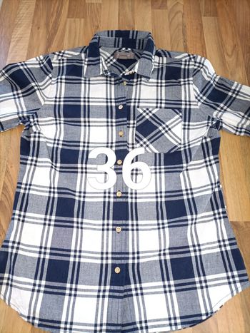 Chemise cowboy country vichy bleu blanc neuf 36 Primark