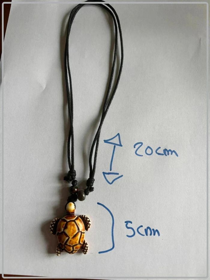 Collier tortue en résine cordon réglable - photo numéro 2