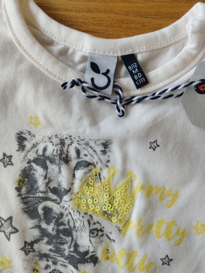 Robe manches courtes fille bas tutu jaune et haut blanc taille 9/12 mois 3 Pommes - photo numéro 3