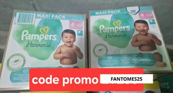Lot de 2 maxi pack 74 couches pampers harmonie taille 4