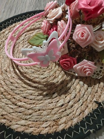 🦋Serre tête papillon rose et blanc🦋