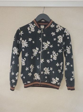 🧥 Veste zippée Zara Kids – Fille 11/12 ans – Motif fleurs blanches