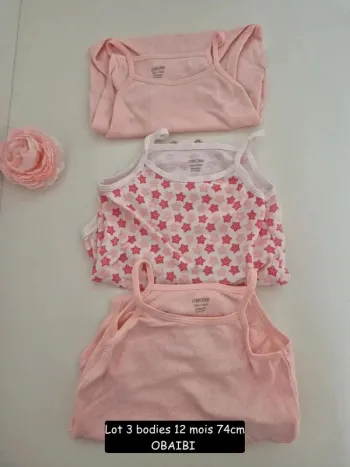 Collection 2025 🌸 3 bodies bretelles été Obaibi , Parfait état 🌸 12 mois 74 cm
