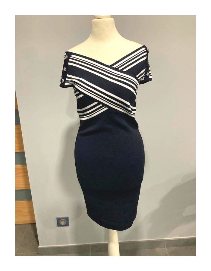 Robe bleue marine et blanche Morgan taille S - photo numéro 1