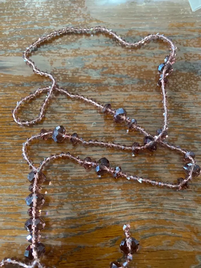 Collier perles verre violet - photo numéro 3