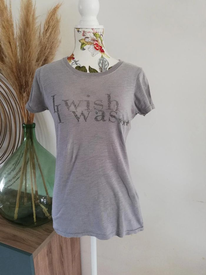 Tshirt à manches courtes Zara gris à strass Taille M