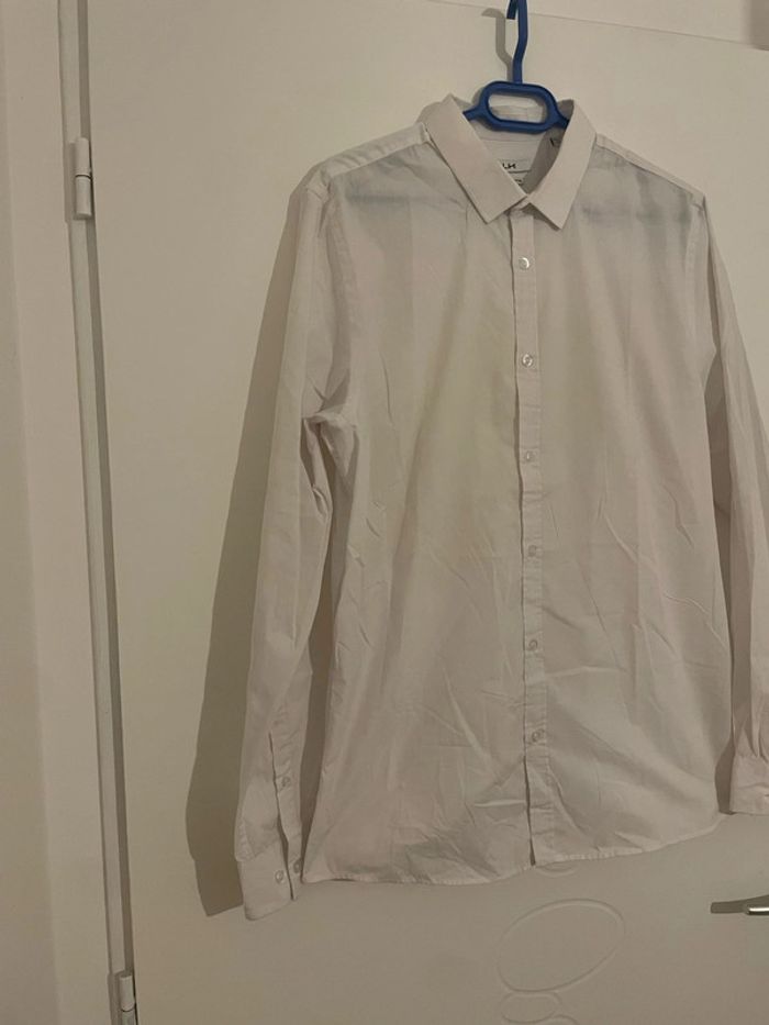 Chemise à manches longues blanc uni coupe ajusté La Halle taille 43/44 - photo numéro 2