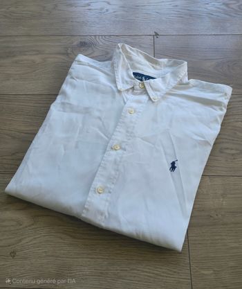 Chemise Ralph Lauren Blanche Taille L Logo Brodé Bleu Marine