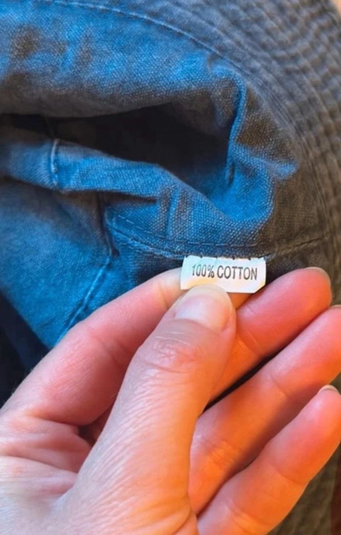 Chapeau unisexe bleu effet denim avec cordon neuf - photo numéro 12