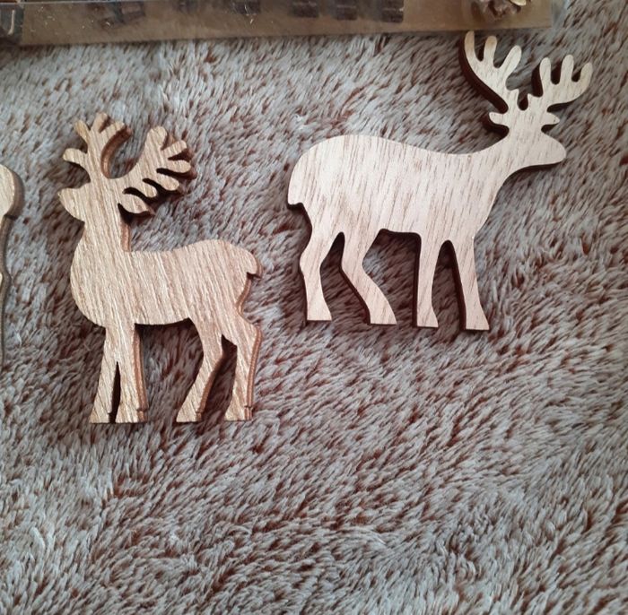 Paquet de 12 figurines bois à peindre *Cerfs,Rennes,Élans - photo numéro 4