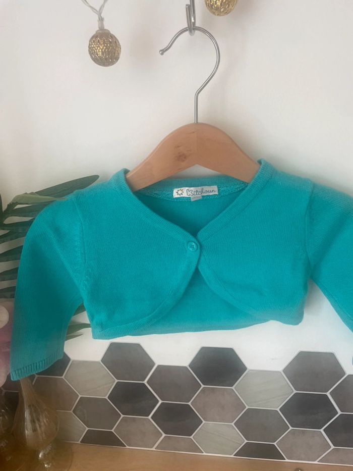 Boléro turquoise 6 mois (68cm) - photo numéro 3