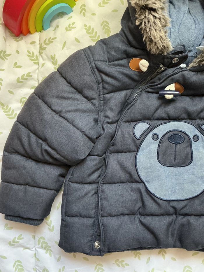 doudoune à capuche avec fourrure doublée polaire marine 23 mois obaibi - photo numéro 3