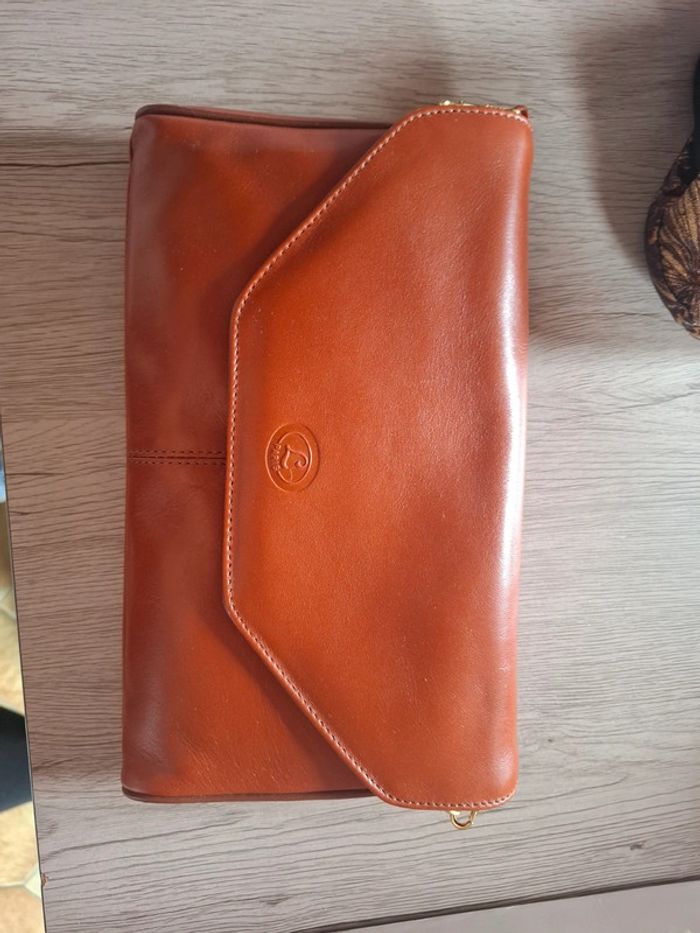 Pochette orange paris cuir de vachette doublure synthétique
