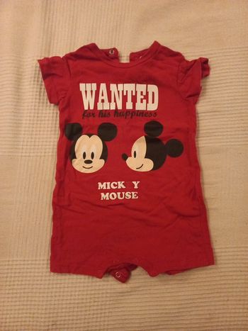Combi short rouge Mickey Disney 12 mois