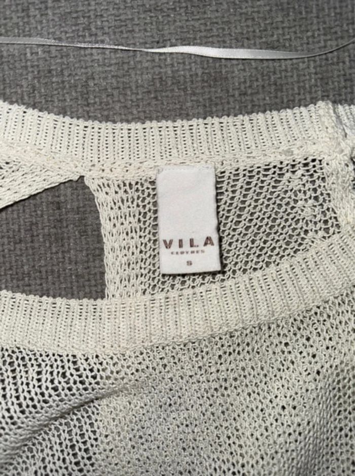 Pull blanc maille ajourée dos ouvert - photo numéro 5