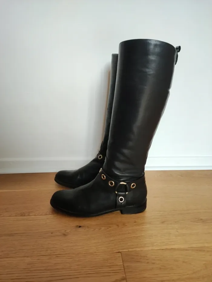 Bottes noires et dorées - très bon état - 39 - photo numéro 3