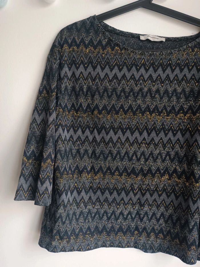 Pull fin marine dorures zig zag Promod Taille M En très bon état