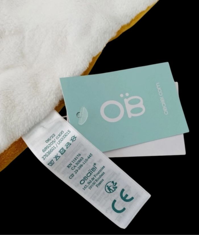 ❤️B5504 Doudou Plat mouchoir Lapin Blanc Jaune Étoiles Attache Tétine Okaïdi Obaïbi - photo numéro 3