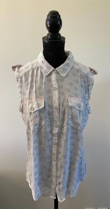 Chemise débardeur Kaporal manche courte taille M blanc à motifs
