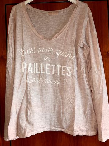 T-shirt manches longues rose clair April Vintage