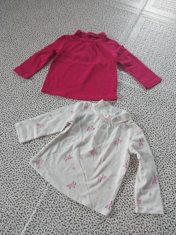 Lot 2 hauts manches longues bébé – 6 mois – Tex Baby