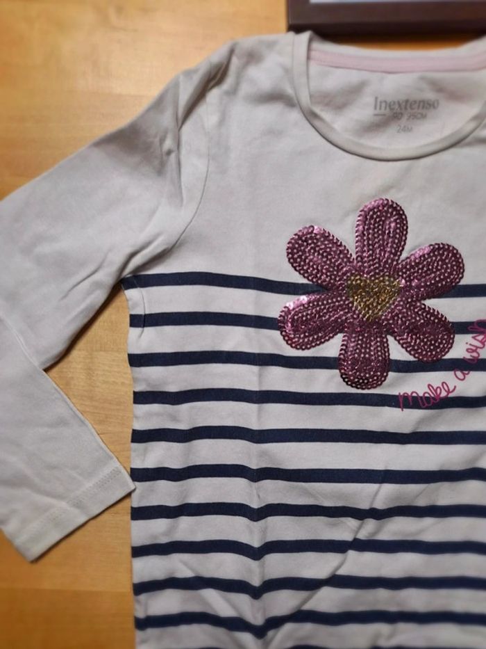 T-shirt manches longues pour fille taille 24 mois Marque in extenso bon état - photo numéro 6