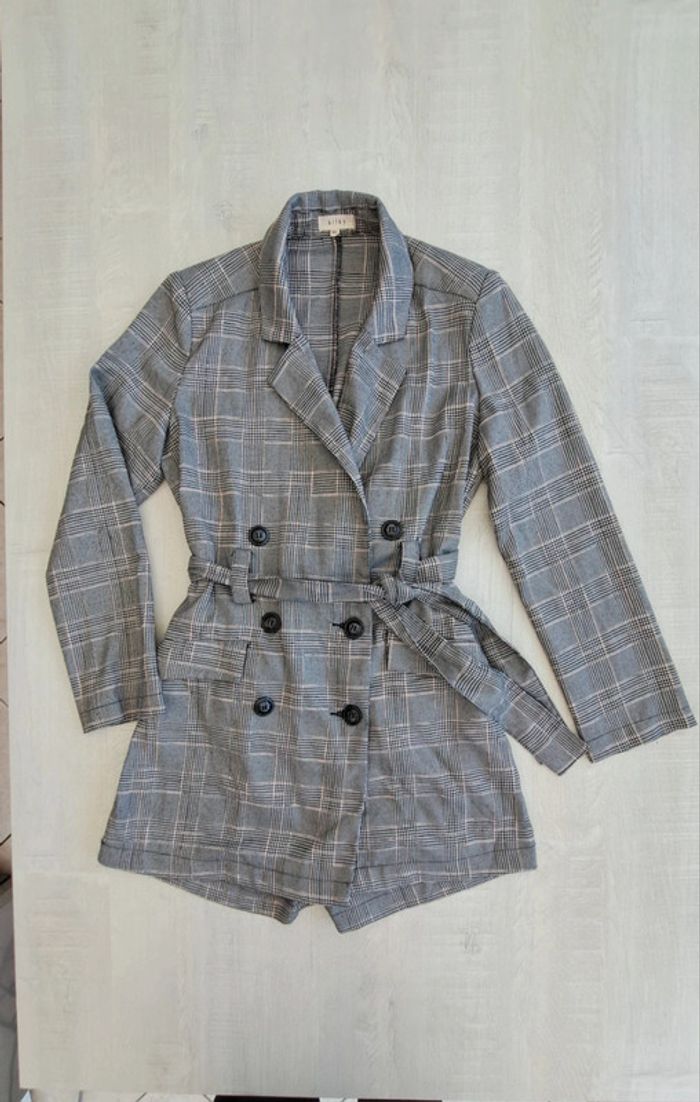 Combishort tailleur Kilky - élégante - taille M/L - Prince de Galles - ceinture