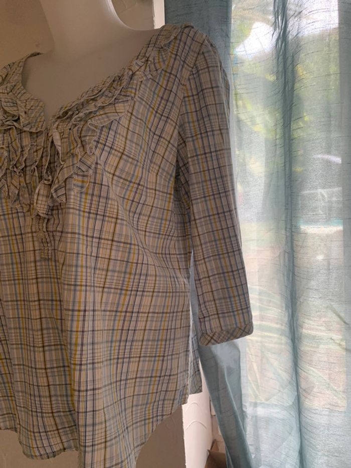 Blouse Esprit taille 46 manches 3/4 rayé bleu ciel - photo numéro 7
