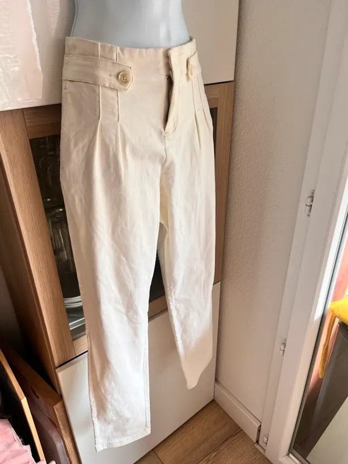 Pantalon chino habillé crème taille m