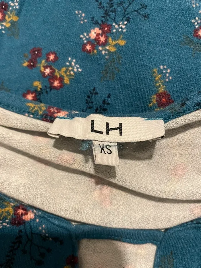 Robe manches 3/4 La Halle taille XS bleu canard à fleurs - photo numéro 7