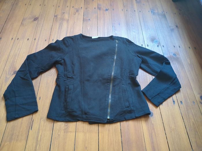 Veste noir asymétrique fermeture éclair zip Promod taille 2