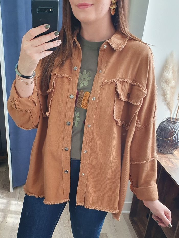 Veste oversize Pompons au dos camel Taille unique - photo numéro 3