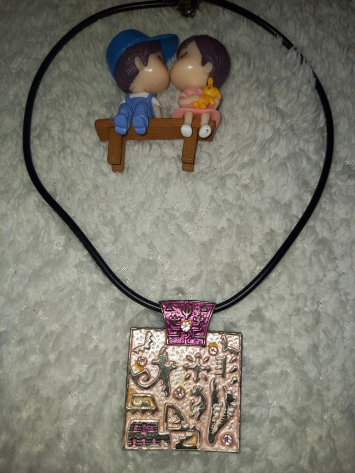 Collier rose ethnique carré - photo numéro 3