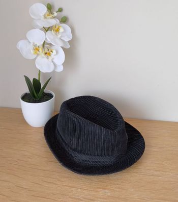🌴 Chapeau classic trilby velours à rayures noir - T54 - Neuf 🌴
