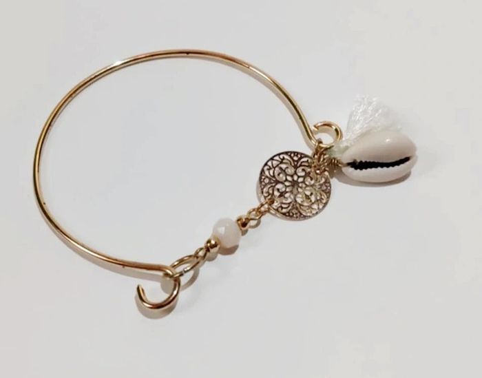Bracelet jonc dorée coquillage moa - photo numéro 7