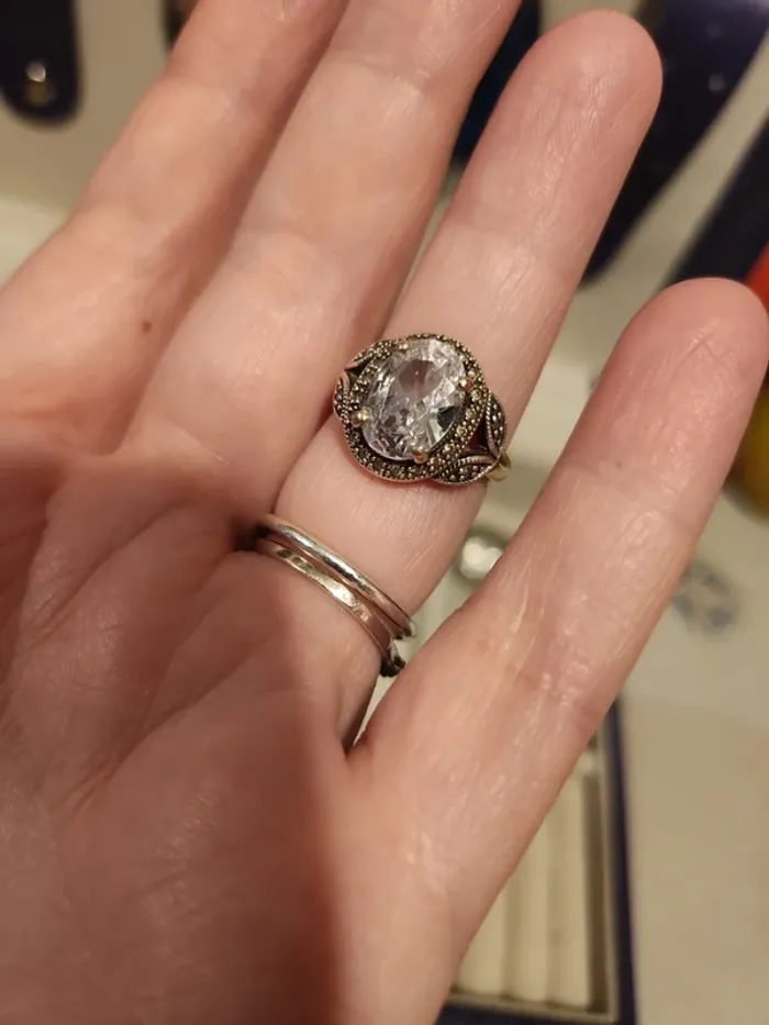 Bague en quartz blanc et argent 925 taille 50 - photo numéro 2