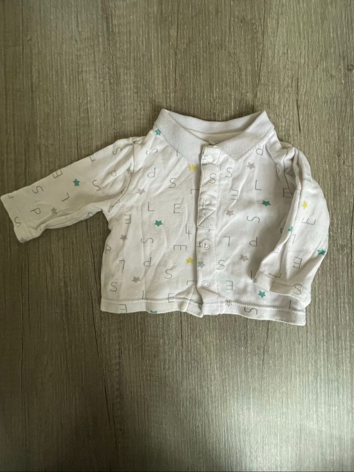 Ensemble salopette chemise 1 mois - photo numéro 3