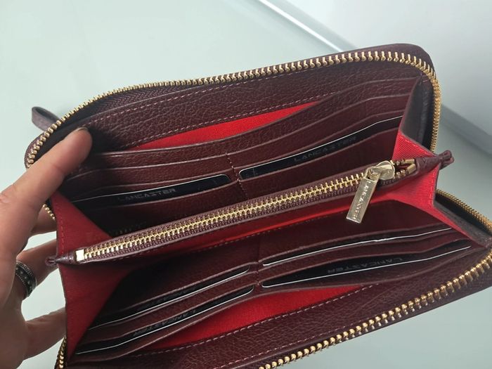 Lancaster portefeuille en cuir bordeau avec dragone neuf - photo numéro 6