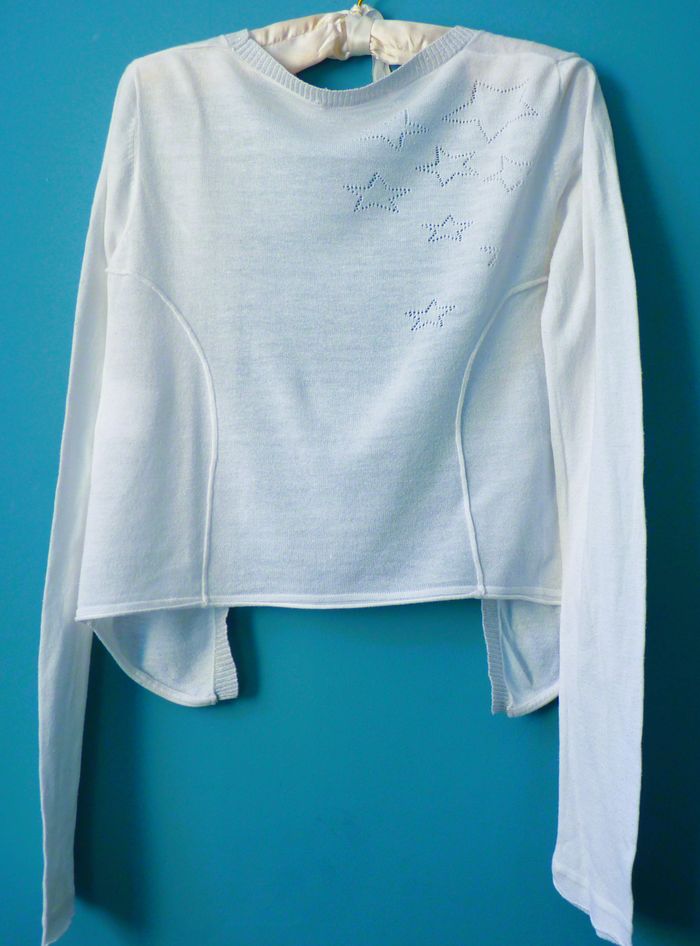 Gilet Fille Teddy Smith 14 ans blanc etoile argent ceremonie mariage TBE - photo numéro 4