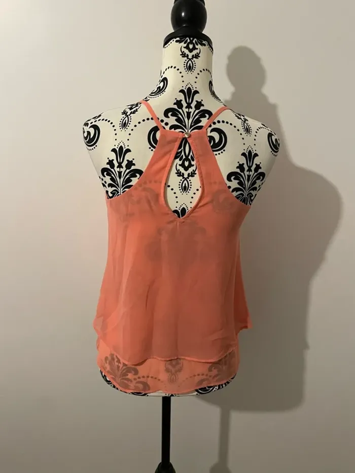 Débardeur blouse fluide à bretelles corail dos croisé Bershka taille S - photo numéro 4